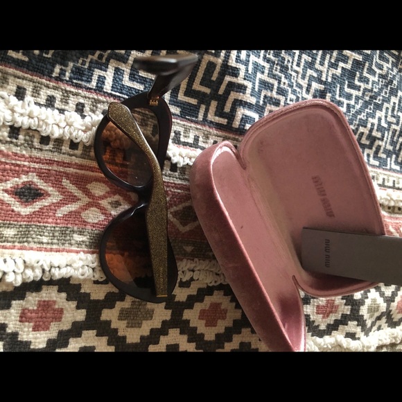 MIU MIU Gold Glitter Sunglasses